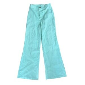 Vintage 1970s Ditto Mint Green Bell Bottoms High Rise Wide Leg Talon Zipper